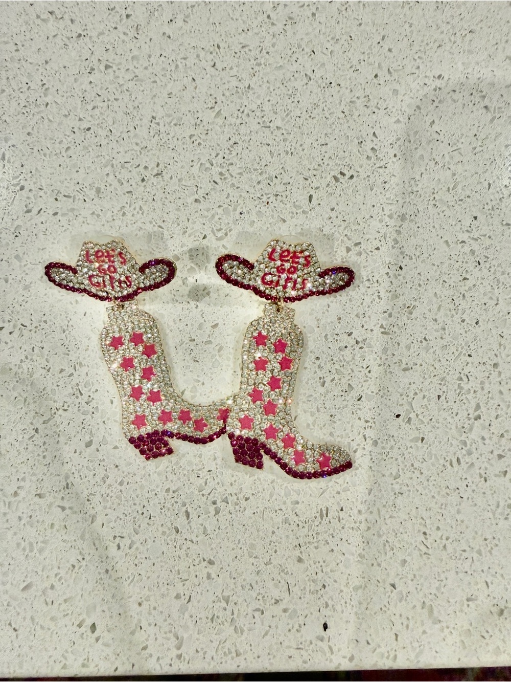 Source Unknown Pink and Silver Cowboy Boot and Hat Earrings - Women Jewelry